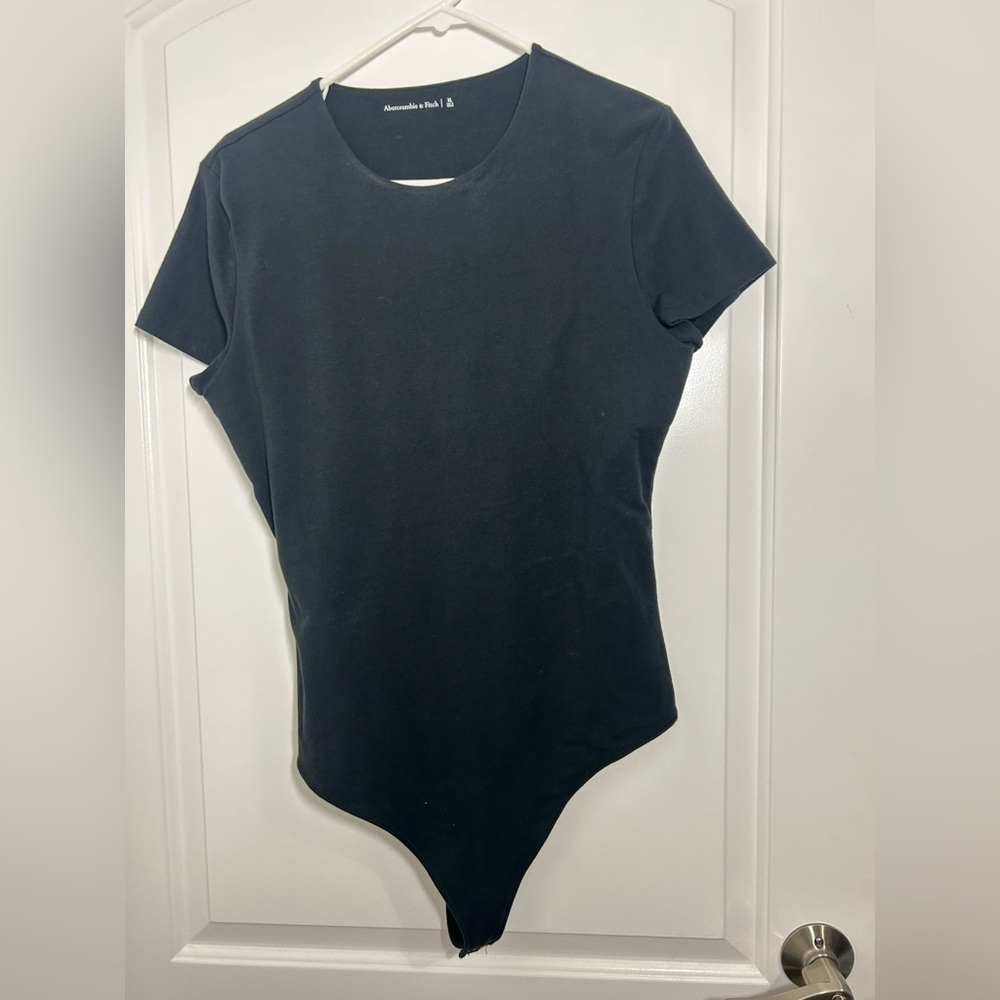 Abercrombie & Fitch Short Sleeve Black Bodysuit size XL chic minimalist 90s
